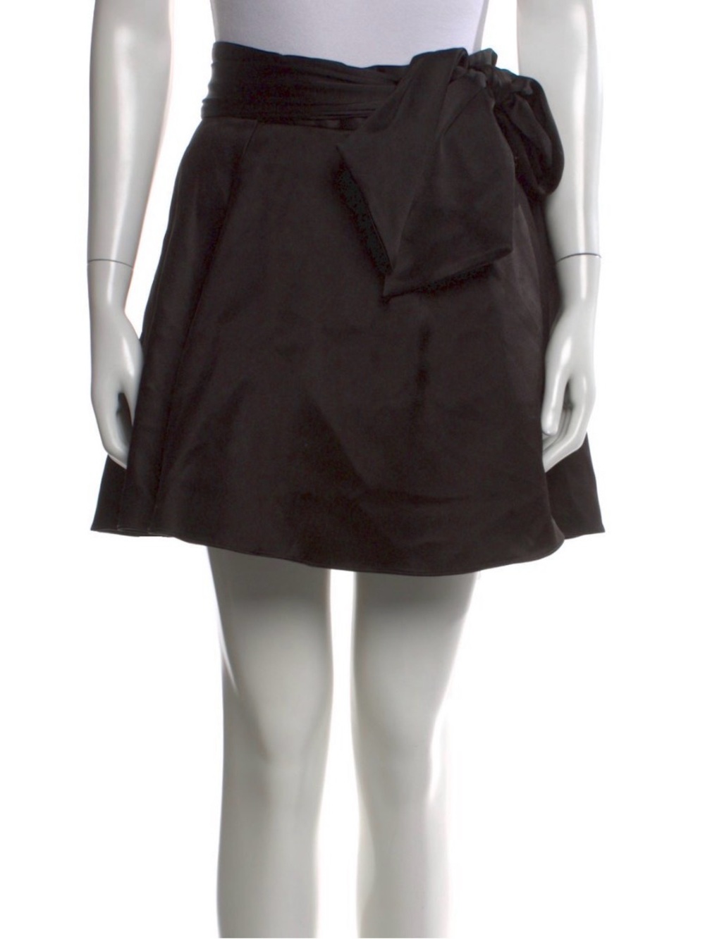 Black A-Line Wrap Skirt with Waist Tie